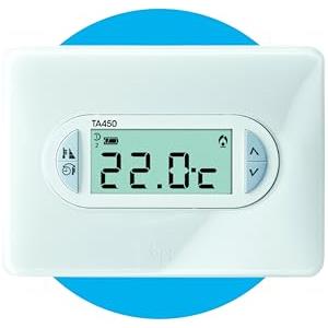 CAME Termostato digitale TA/450 da parete con cover bianco ghiaccio display LCD alimentazione a batterie controllo della temperatura differenziale e proporzionale per ottimizzare comfort ed energia