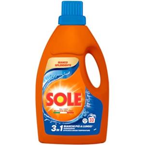 Sole Detersivo Lavatrice Bianco splendente 33 Lavaggi, Formula igienizzante, Detersivo Lavatrice Liquido Bianco Splendente, rimuove le macchie a basse temperature
