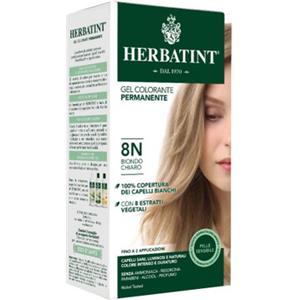 Herbatint Gel Colorante Permanente 8N Biondo Chiaro - 150ml, Senza Ammoniaca, 100% Copertura Capelli Bianchi, Dermatologicamente Testato