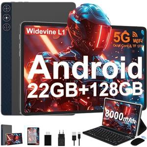 DMOAO Tablet Android 14 con 22GB RAM+128GB ROM(1TB TF, Tablet 10 Pollici con Widevine L1, Octa-Core 2.0GHZ, 5G Wi-Fi, GPS, 8000mAh, 8MP+5MP, Bluetooth 5.0, USB-C,Tastiera, Marrone