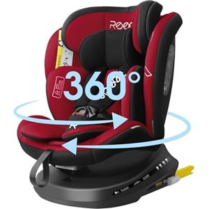 Reecle I-Size 360 Girevole Seggiolino Auto con ISOFIX, 40-150cm(Gruppo 0 + 1/2/3, 0-36 kg), ca. 0-12 anni (Rosso)