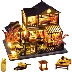 CHOOYIH Kit Fai da Te per Casa delle Bambole in Miniatura, Mini Villa, Mobili e Accessori per Casa delle Bambole con Luci LED, Kit di Modelli per Adulti da Costruire, Regalo di Compleanno
