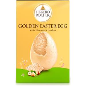Ferrero Rocher - Uovo di Pasqua 2026 al Cioccolato Bianco con Granella di Nocciole, 6 Specialità Ferrero Rocher Incluse, Idea Regalo Pasqua, Confezione da 250 g