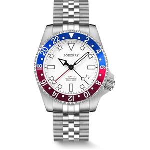 BODERRY Orologio da uomo in titanio, automatico, impermeabile fino a 200 m, con movimento automatico GMT e cinturino in titanio, Admiral