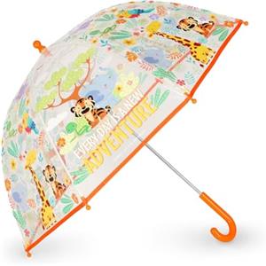 Legami - Ombrello per Bambini Dancin' In The Rain, Tema Jungle, Struttura Antivento, Apertura manuale, Chiusura in Tessuto con Spazio per Nome, Impugnatura a Gancio, 73x65 cm