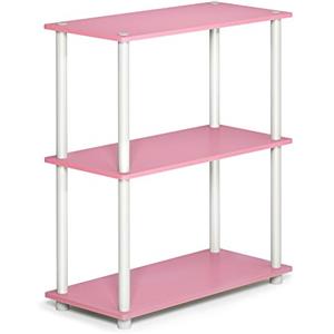 Furinno Libreria Bassa a 3 ripiani Pink/White Tubi tondi