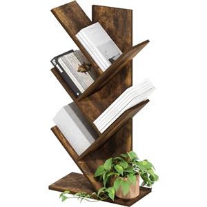 Furinno Tree Bookshelf Libreria ad albero da terra a 5 livelli, Pino Ambrato