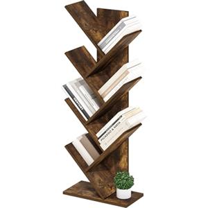 Furinno Tree Bookshelf Libreria ad albero da terra a 7 livelli, Pino Ambrato