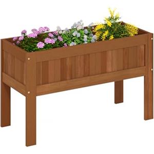 Furinno TIOMAN Fioriera, Fioriera Rialzata Da Esterno Con Gambe, Aiuola Rialzata Con Gambe, Esterno Interno, Giardino, Patio, Balcone, Naturale