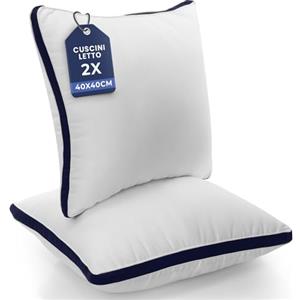Utopia Bedding Cuscini Letto (Set di 2), 40 x 40 cm Guanciali Letto Coppia, Tessuto spazzolato con Fibra di Poliestere 3D, Morbida e Traspirante Cuscini (Blu Marino)