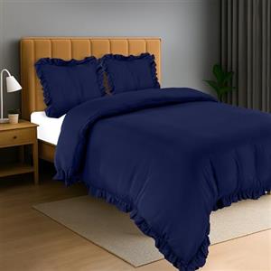 Utopia Bedding Copripiumino a Volant Matrimoniale 240x220 - Microfibra Copripiumino 240x220cm + Federe 65x65cm - Blu Navy