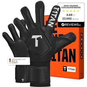 T1TAN Legend Black-Out Guanti da portiere per allenamenti e partite, bambini e adulti, guanti professionali, schiuma adesiva Gecko Grip da 4 mm, taglia 9