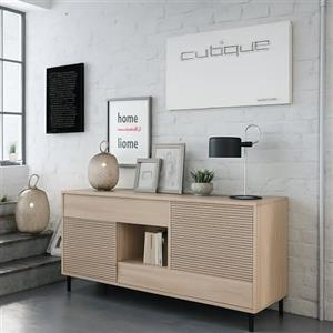Dmora - Credenza Waco, Buffet da soggiorno, Mobile porta TV, Madia con piedini per salotto, Armadio moderno a 2 ante, 151x41h80 cm, Rovere