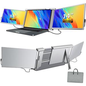 All Home Basics FullHD 1980p IPS da 14 Doppio Monitor per Portatile, Doppio Schermo PC Portatile, Schermo Triplo per Laptop - Monitor Portatil Dual Screen e Triple Screen Compatible 13-16.5' Windows/Mac/Chrome