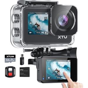 XTU S6 Action Cam 4K30FPS 20MP Ultra HD 2,0 pollici LCD touchscreen 40M fotocamera subacquea con scheda di memoria 64GB U3, stabilizzazione EIS Action Camera, grandangolo 170°
