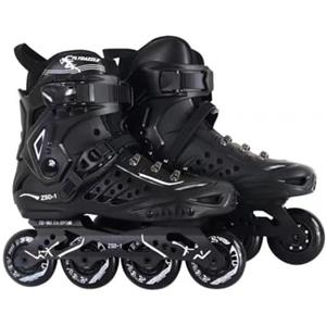 AYES Pattini in linea, per uomini e donne, pattini a rotelle professionali, per fitness e fitness, per adulti e principianti (nero, 42)