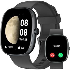 GUIJITUO Orologio Smartwatch Uomo Donna Risponde Chiamate Orologio Sportivo con Contapassi Cardiaco SpO2 Giochi Orologio Fitness per Running Android iOS Compatibile Idee Regalo Uomo Donna Nero