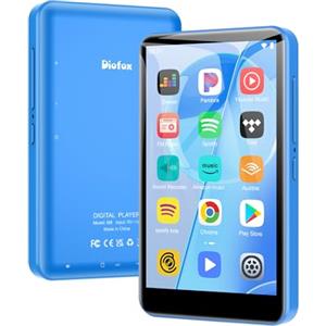 Diofox Lettore MP3 80GB Bluetooth WiFi, lettore MP3 portatile da 4,0 pollici con Spotify, suono HiFi Lossless, lettore musicale digitale, lettore MP4 per bambini, Audible, Deezer, radio FM, e-book (MP3 Blu)