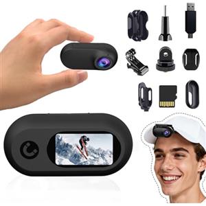 Xilecam Mini Action Cam 1080p Telecamera Animali Telecamere Nascoste da Esterno Body Cam e Accessori（Nero）