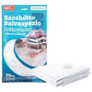 HW CASA 2 Pezzi Sacchetti Sottovuoto Vestiti,80 * 130 CM,Sacchetto Sottovuoto a Doppia Chiusura,Risparmiano il 75% di Spazio,Protezione da Umidità,Adatti per Viaggi e per la Conservazione Domestica