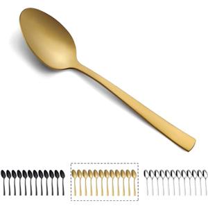 Hunnycook, 12 cucchiaini da tè in acciaio inossidabile, oro, 13,8 cm, lavabili in lavastoviglie