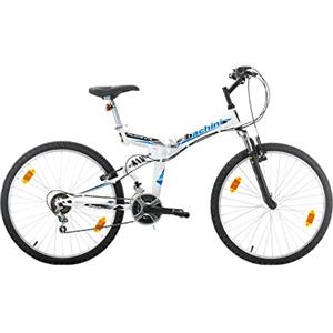 Multibrand Distribution Multibrand, FOLDING 26, 26 Pollici, 457mm, Mountain Bike Pieghevole, 18 Velocità, Full Suspension, Unisex, 26x18 (Bianco Blu Opaco)