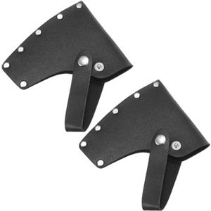 M METERXITY Confezione da 2 guaine in pelle per ascia da 0,6 kg, copertura per ascia a doppio scatto, portatile, per lavoro all'aperto, escursionismo, protezione della lama dell'ascia [nero]