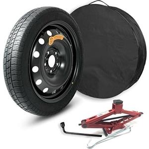 NPK Kit ruotino di scorta NPK 17" con Cric, Chiave e Sacca per Alfa Romeo Giulia e Giulietta, FIAT 500X e JEEP Renegade 125/80 17 con cerchio in acciaio nero a 5 bulloni - 78K00R301A (R301D)