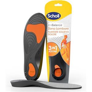 Dr. Scholl's In-Balance Zona Lombare, Plantare Sollievo Dolore, Lombalgia, Plantari con Gel Ammortizzante a Doppio Strato con Supporto Flessibile per la Zona Lombare, Taglia L (42.5-45), 1 Paio