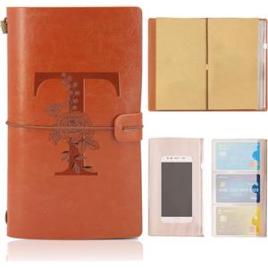 HSDSH Vintage Taccuino in Pelle, Diario di Viaggio Personalizzato Iniziale T, Ricaricabile Diario Scrittura Blocco Note Idea Regalo per Donne, Amica, Ragazze Compleanno Anniversario Natale