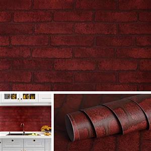 Livelynine Carta da Parati Mattoni Rossi Carta Adesiva per Pareti Colorati Autoadesiva Carta Parati Adesiva Vintage per Cucina Mattoni Adesivi Decorativi Adesivo Rivestimento Parete Lavabile 40CMX2M