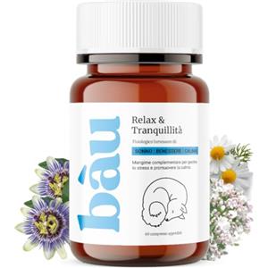 bàu Bau Integratore Calmante per Cani, Valeriana per Cani Tranquillante, Rilassante per Cani Appetibili con Ingredienti Naturali, Ideale per Temporali, Viaggi e Ansia da Separazione -60cp