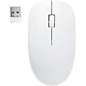 apm Myra - Mouse ottico senza fili, 2.4 GHz, colore bianco, ricevitore USB, ambidestro, piatto, 1000 DPI, batteria inclusa, compatibile con PC Mac portatile, 200023