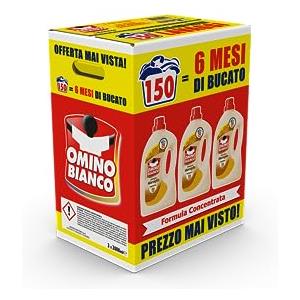 Omino Bianco - Detersivo Lavatrice Liquido, 150 Lavaggi, Rispetta Colori e Tessuti, Fresco Profumo con Essenza Cuore di Marsiglia, 2000 ml x 3 Confezioni