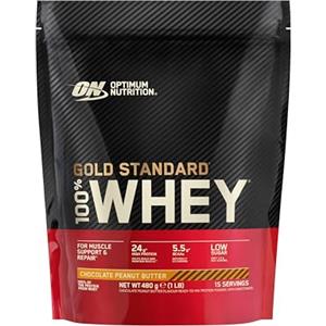Optimum Nutrition Gold Standard 100% Whey, Proteine, Gusto Cioccolato e Burro d'Arachidi, 480g, 15 Porzioni