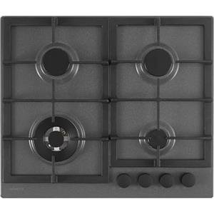 SCHOCK | Piano Cottura 4 Fuochi Gas Professional PC60 con Manopole Nere Opache Soft Touch, Griglie in Ghisa, Valvole di Sicurezza, Asphalt, 585x500 mm