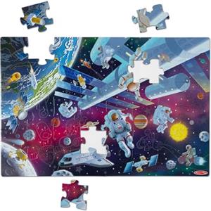 Melissa & Doug Puzzle da pavimento in cartone fosforescente Avventure Spaziali - 48 pezzi, per bambini e bambine da 3 anni in su - Certificati FSC