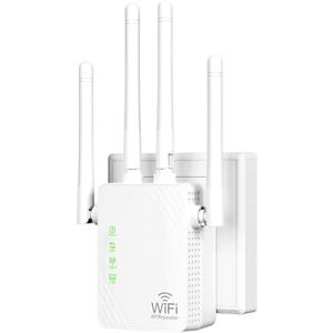 Jancane Amplificatore di segnale Estensore wireless per fino a 5000 piedi quadrati e 56 dispositivi, amplificatore ad alta portata e porta Ethernet, punto di accesso, configurazione a 1 pulsante, compatibile