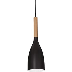 Ideal Lux Lampada a Sospensione Manhattan SP1 Nero - 1 Luce, Metallo e Legno Naturale