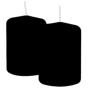 Cereria Di Giorgio - 4 Candele Cero - Diametro 7 cm Altezza 10 cm - Colore Nero - Durata 55 ore - Non profumate