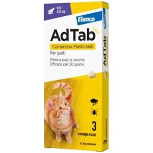 ELANCO ITALIA SpA Adtab Antiparassitario per Gatti 0,5-2kg - 3 compresse da 12 mg