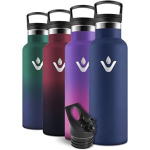 Motswedi Borraccia Termica, 500 ml Senza BPA, Borracce Bambino, Bottiglia Con Cannuccia e 2 Coperchi, Borraccia Acciaio, 18/8 Acciaio Inossidabile, Borracce per Scuola, Pilates - blu scuro