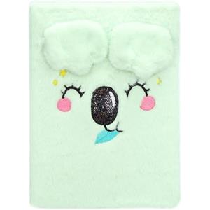 Exerz Quaderno A5 « Orecchie Pop-Up » Koala - Diario Peluche Verde Menta, Naso Brillante, 160 Pagine - Taccuino Soffice per Bambini, Scuola & Regali (Verde Menta)