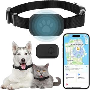 CelestiMingle Collare GPS per Gatto, Localizzatore Senza Abbonamento, Tracciamento in Tempo Reale, Compatibile con iOS/Android, Impermeabile, Batteria a Lunga Durata - Nero (G)
