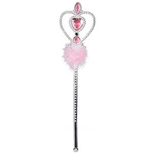 Boland 44072 - Bacchetta magica Anna, rosa, argento, 32 cm, piume Marabou, pietre preziose, fata, principessa, carnevale, Halloween, carnevale, teatro