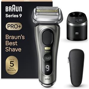 Braun Series 9 PRO +, Rasoio Elettrico Barba, Regolabarba Uomo, Rifinitore di precisione, Custodia Viaggio, Lame Flessibili, SmartCare, Impermeabile, Batteria Litio Ion, Idea Regalo, 9565cc Grafite