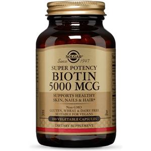 Solgar - Capsule di Biotina 5000 mcg e Fosforo, 100 Capsule Vegetali per Capelli, Unghie e Pelle Sani