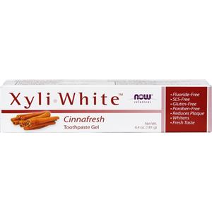 NOW Foods XyliWhite Cinnafresh Dentifricio Gel - 180 g, con 25% di Xilitolo, gusto di cannella, senza glutine e senza fluoro