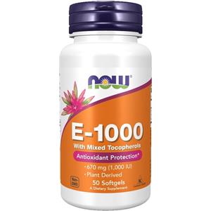 Now Foods Vitamina E-1000 - Tocoferoli misti, 50 Capsule Molli, Antiossidante per Pelle e Salute Immunitaria