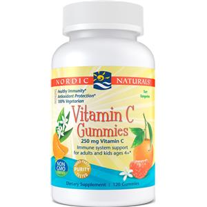 Nordic Naturals Vitamina C 250 mg - 120 Caramelle Gommose al Gusto Mandarino per Sistema Immunitario e Salute della Pelle